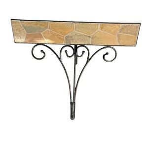 Ornate Vintage Stone and Wrought Iron Tan Brown Wall Mount Sconce Shelf (2 of 2)
